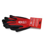GLOVES-MS - RĘKAWICE REKLAMOWE CZERWONE POWLEKANE GUMĄ Z LOGIEM para 2 szt 9"
