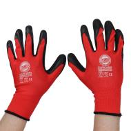 GLOVES-MS - RĘKAWICE REKLAMOWE CZERWONE POWLEKANE GUMĄ Z LOGIEM para 2 szt 9"