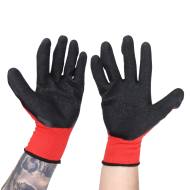 GLOVES-MS - RĘKAWICE REKLAMOWE CZERWONE POWLEKANE GUMĄ Z LOGIEM para 2 szt 9"