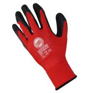 GLOVES-MS - RĘKAWICE REKLAMOWE CZERWONE POWLEKANE GUMĄ Z LOGIEM para 2 szt 9"
